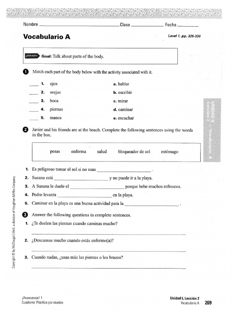 Sp 1 Workbook Unit 6 Lesson 2