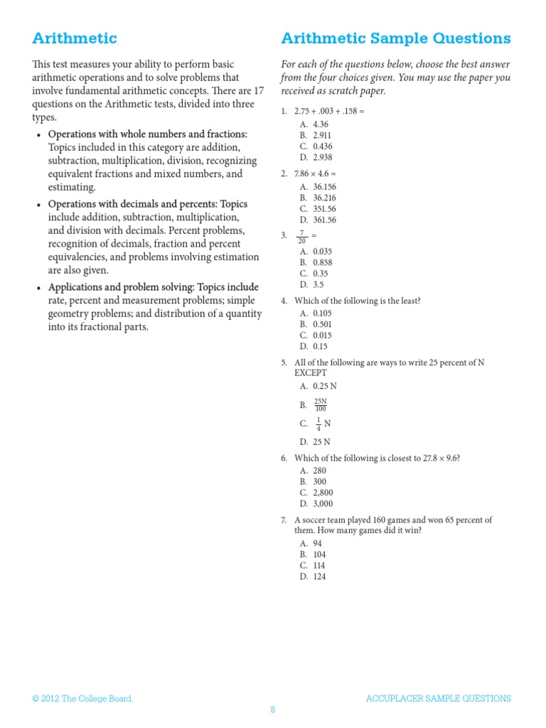 Accuplacer Sample Questio!   ns For Students Factorization Equations - 