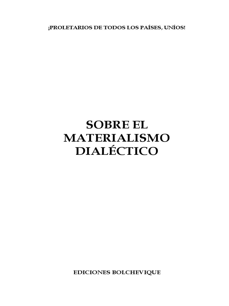 Sobre El Materialismo Dialectico Pdf Dialéctico Marxismo