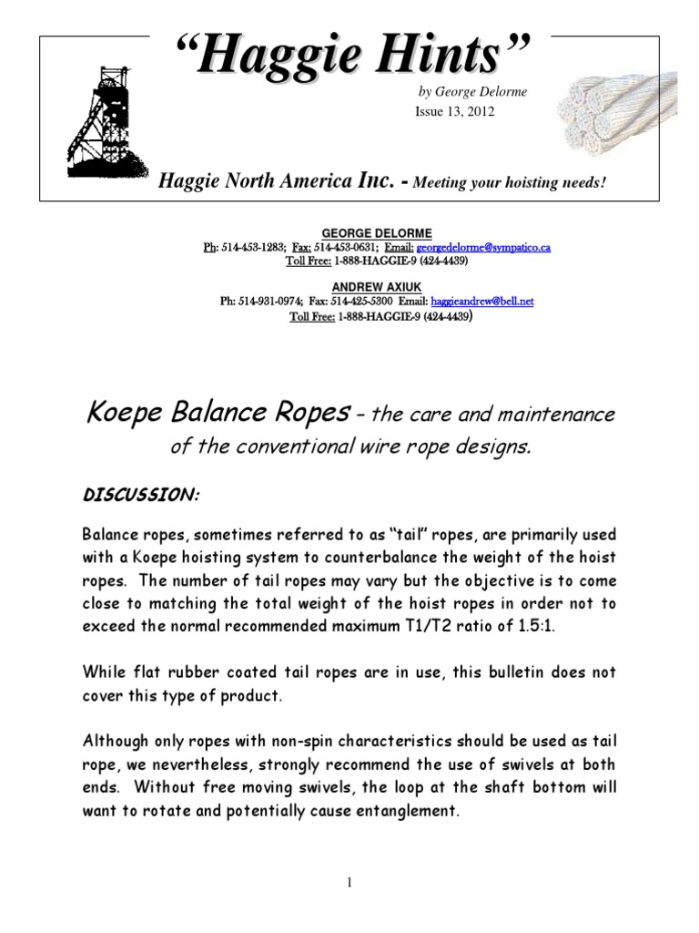 Koepe Tail Ropes - Hints | Download Free PDF | Rope | Strength Of Materials