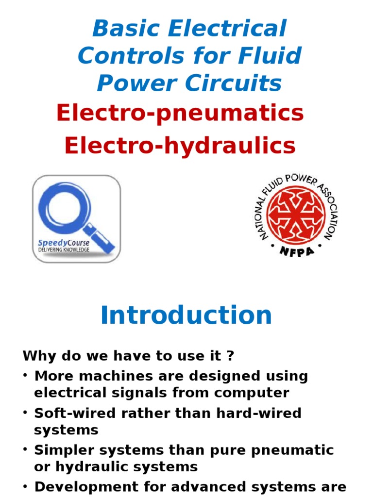 Basic Electrical Controls For Fluid Power Circuits PDF Switch