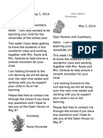 May 1 Welcome Letter