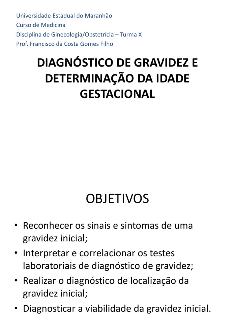 1a. Aula - Diagnóstico de Gravidez e Determinação Da Idade Gestacional ...