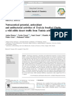  Nutraceutical potential, antioxidantand antibacterial activities of   Terfezia boudieri   Chatin,a wild edible desert truﬄe from Tunisia arid zone