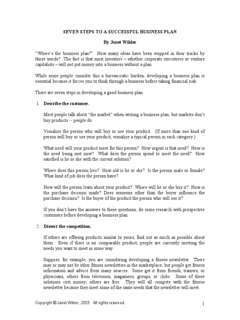 7 Steps For A Successful Business Plan | PDF | Profit (Accounting ...