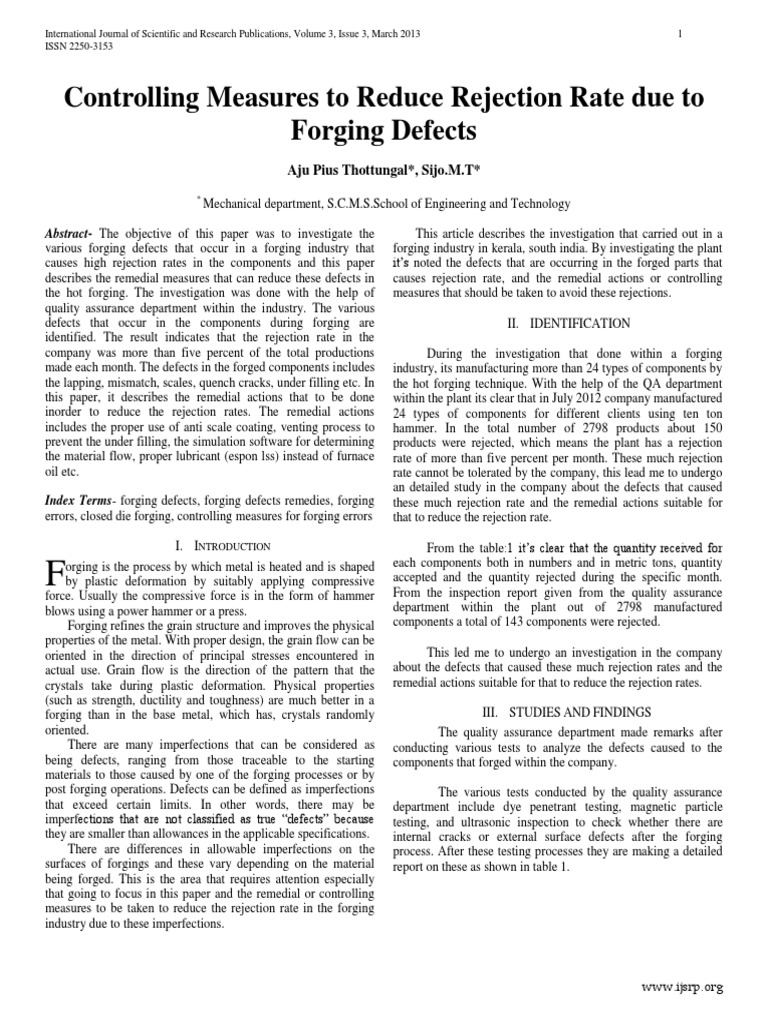 Reducing Forging Defects and Rejections | PDF | Forging | Ultrasound