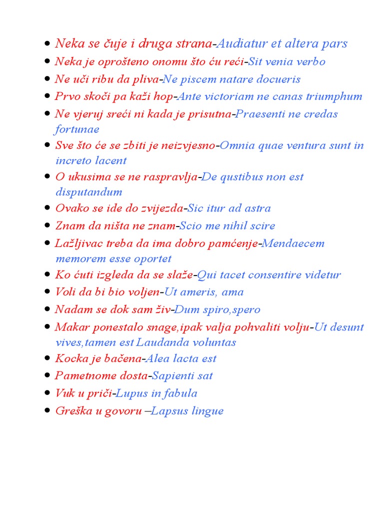 Latinske Poslovice | PDF