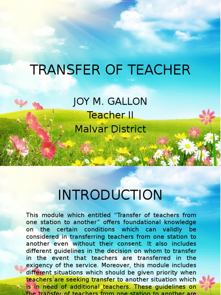 Transfer of Teacher Presentation | PDF | Teachers | Government