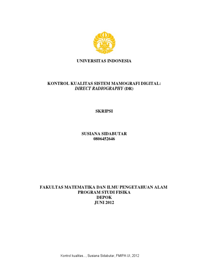 Skripsi Fisika Medis Ui Ide Judul Skripsi Universitas