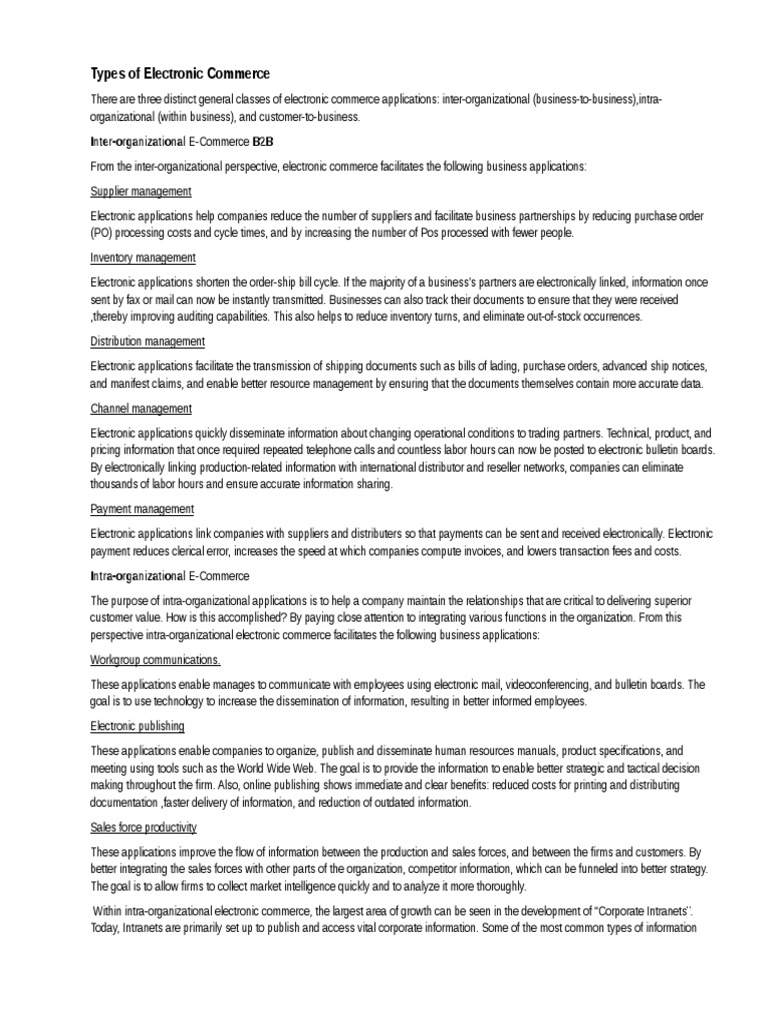 Types of Electronic Commerce | PDF | E Commerce | Sales