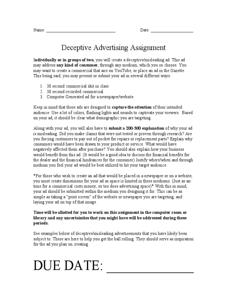 Deceptive Ad Creation Task | PDF | Advertising | Communication