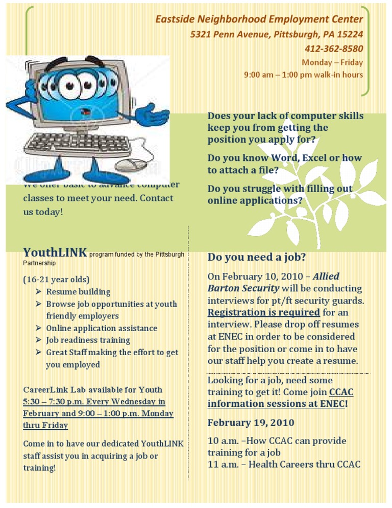 Youth Job Training & Computer Classes | PDF | Employment | Business