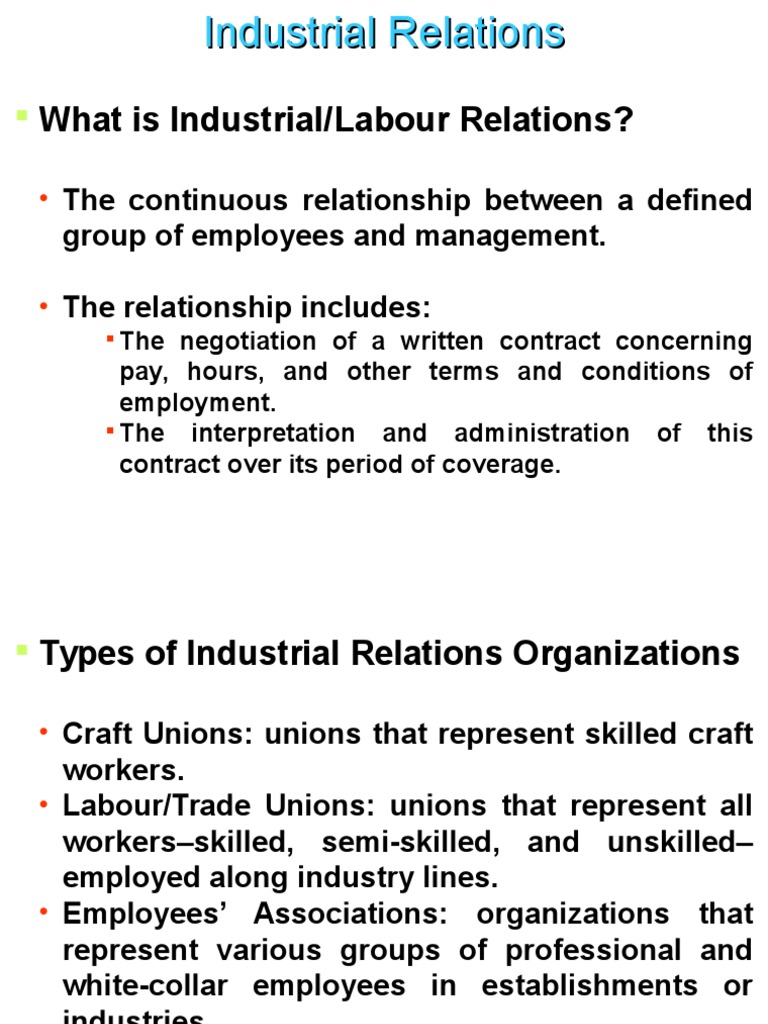 What Is Industrial/Labour Relations? PDF Trade Union Collective