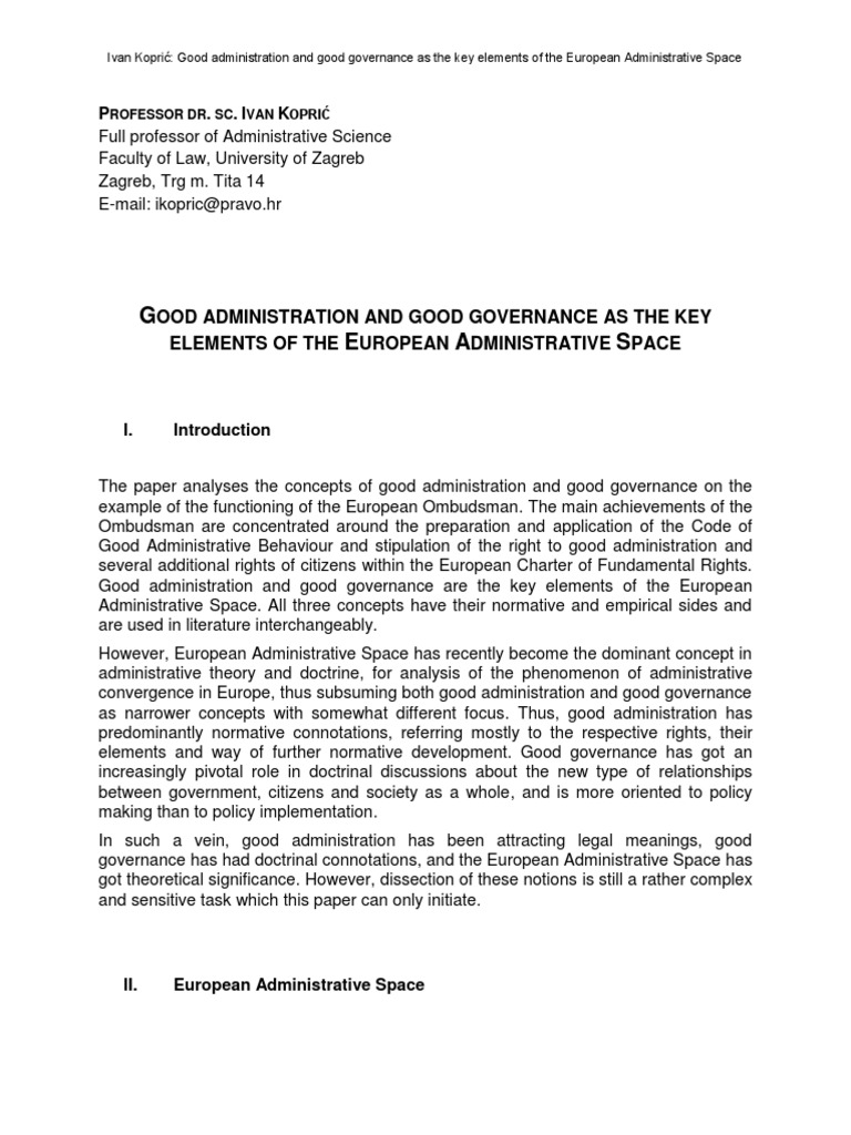 Good Administration in European Governance | PDF | Governance ...