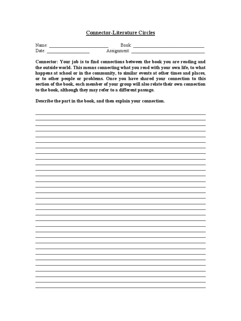 Literature Circles PDF Vocabulary