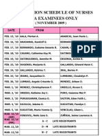INITIAL REGISTRATION SCHEDULE OF NURSES - November 2009 (Manila Examinees Only)
