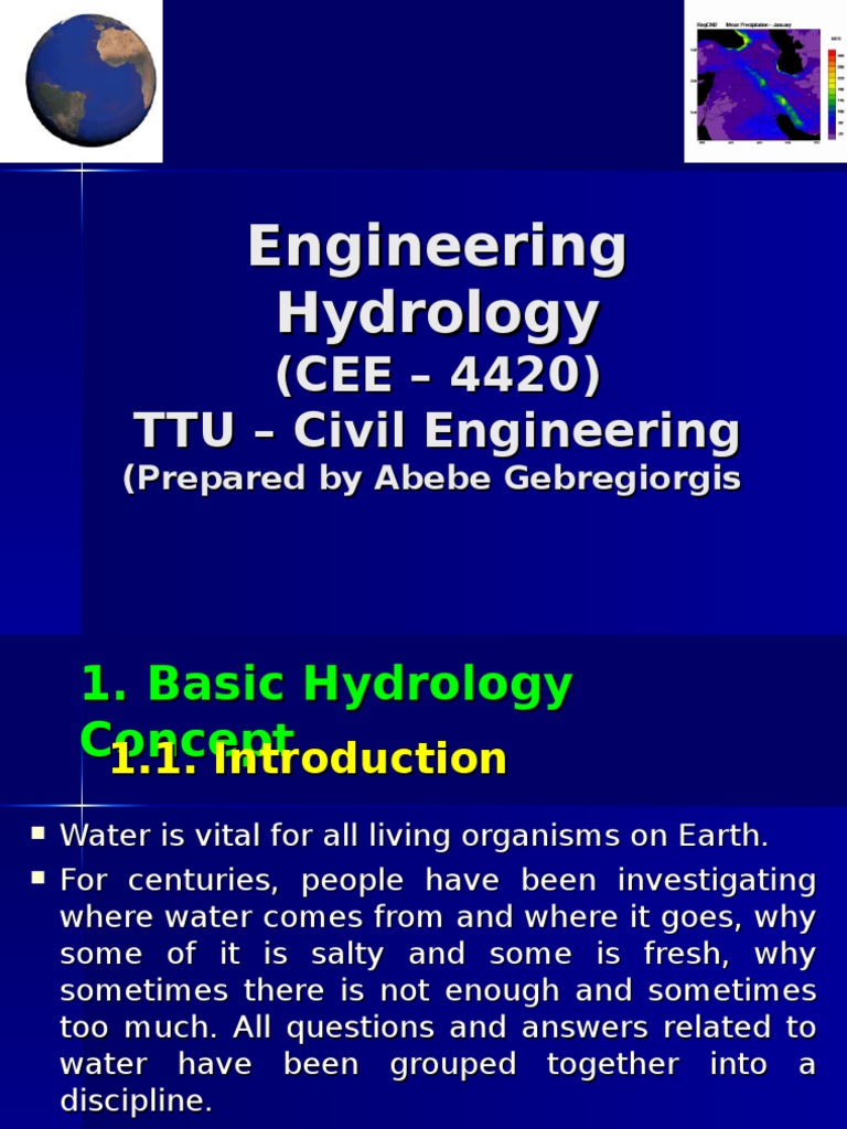 Engineering Hydrology Concepts And Water Budget Equations Pdf
