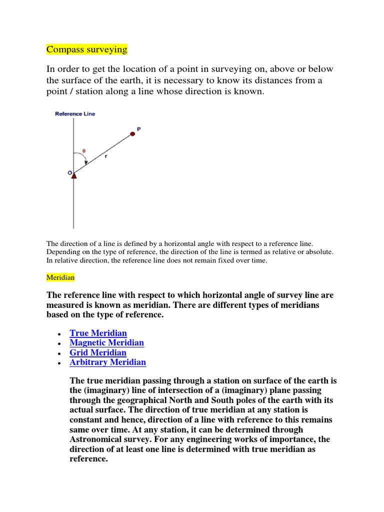 True Meridian Magnetic Meridian Grid Meridian Arbitrary Meridian | PDF ...