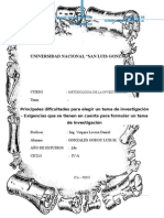 Principales Dificultades para Elejir Un Tema de Investigacion