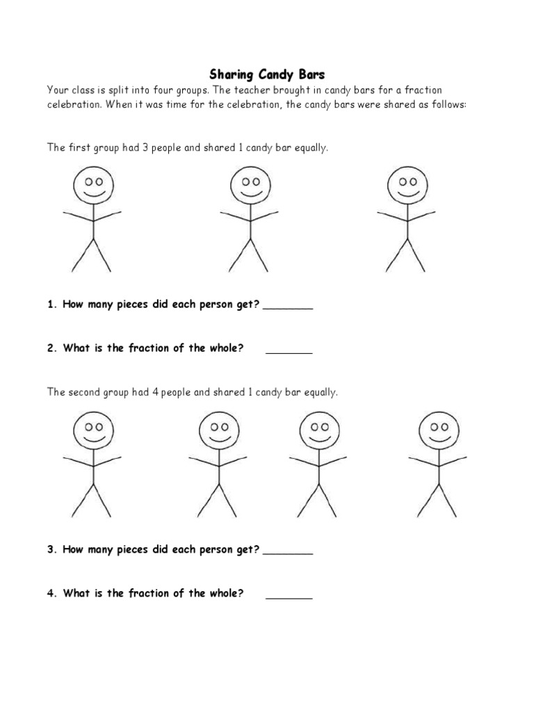 Candy Bar Sharing Math Problems | PDF