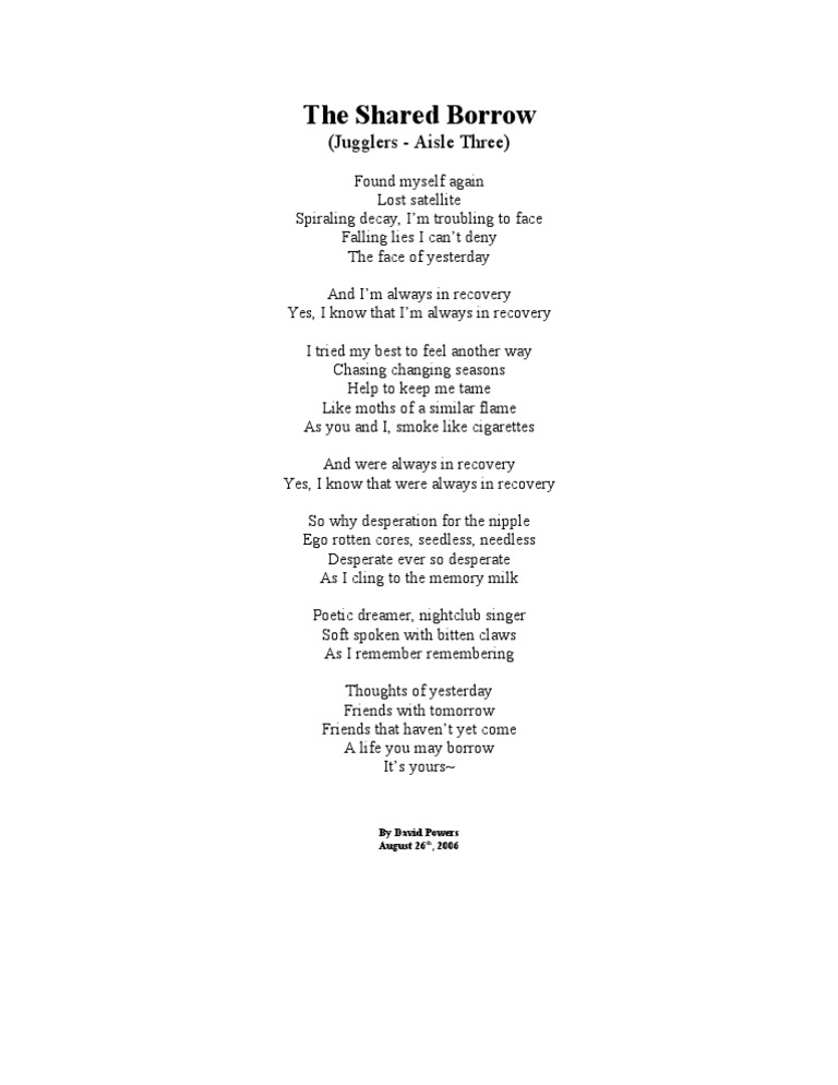 The Shared Borrow: A Poetic Reflection | PDF
