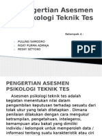 Pengertian Asesmen Psikologi Teknik Tes