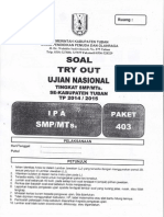 Soal Tryout Kabupaten Ujian Nasional (Un) Ipa SMP Tahun 2015 Paket 403