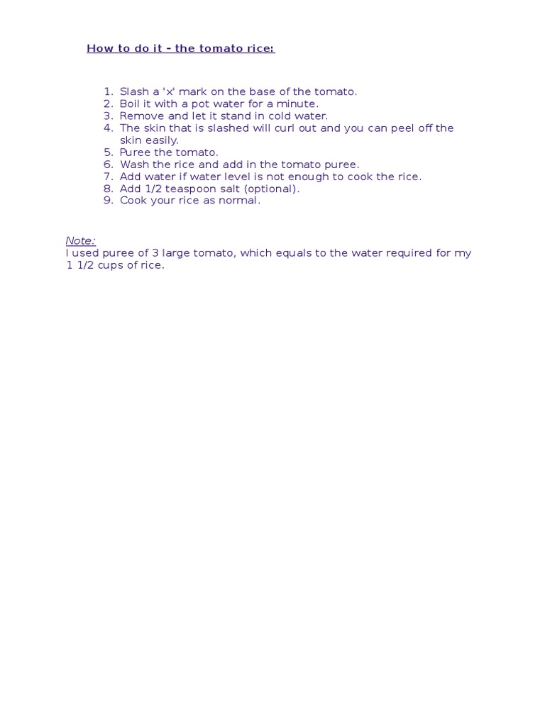 How To Do It - The Tomato Rice | PDF