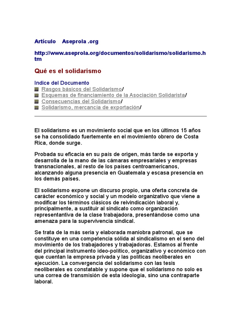 Qué Es El Solidarismo | PDF | Centroamérica | Sindicato