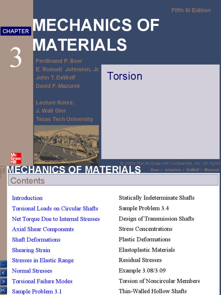 Mechanics of Materials: Torsion | PDF | Stress (Mechanics ...