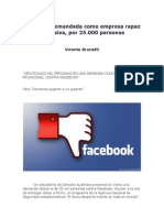 Facebook demandada como empresa rapaz y abusiva, por 25.000 personas - Vicente Brunetti