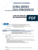 Plan Estrategico para La Insercion de Poblacion Estudiantil, Ciclo 2015