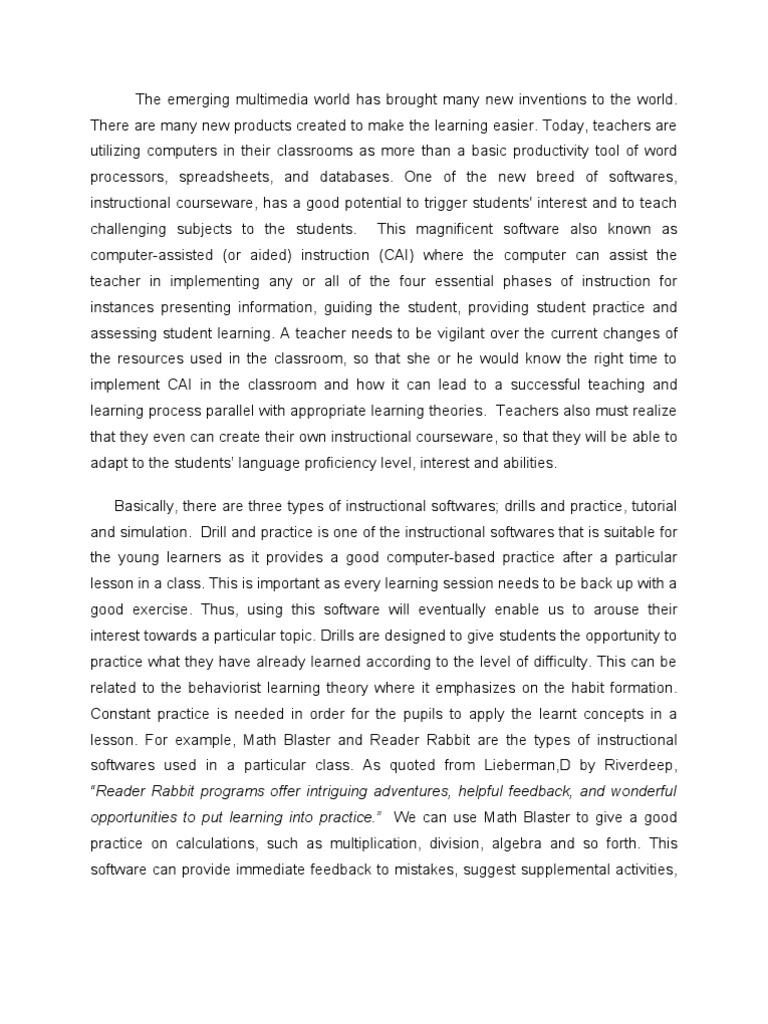 Instructional Software | PDF | Learning Theory (Education) | Learning
