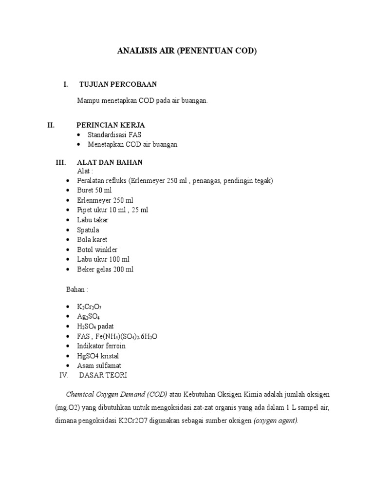 Penetapan COD pada Air Buangan | PDF