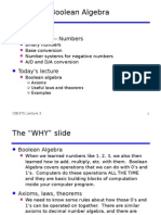 Lecture 3: Boolean Algebra: Logistics Last Lecture - Numbers