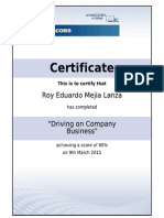 Driving on Company Jacobs Course Certificate