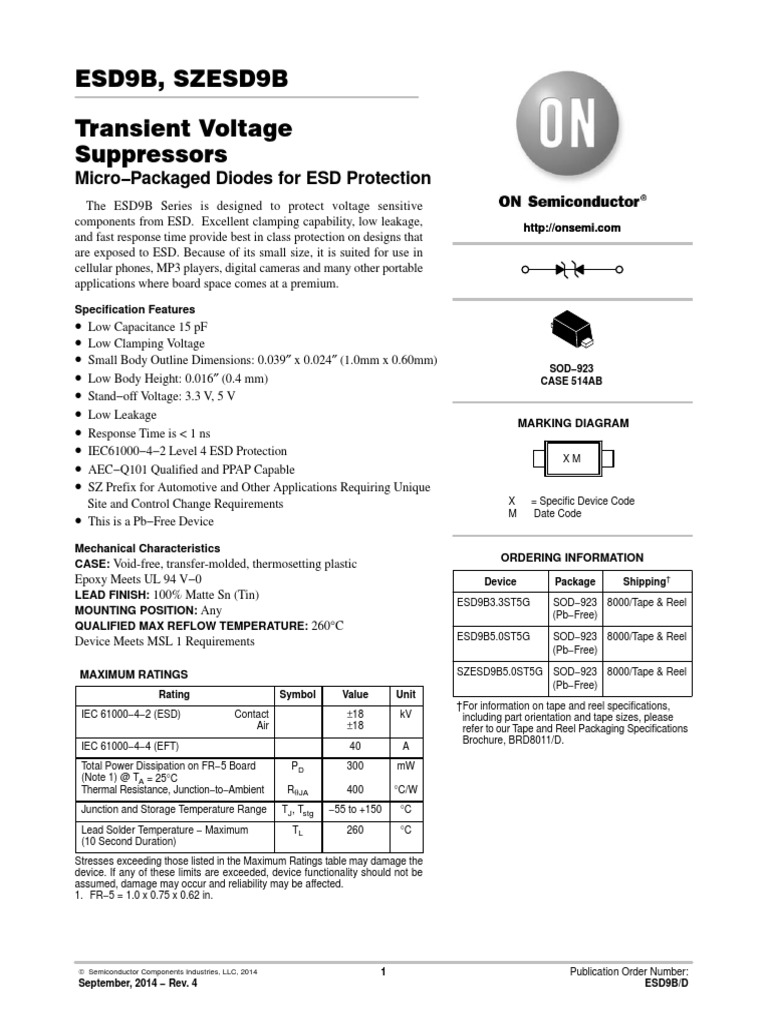 ESD9B-D | Electrostatic Discharge | Diode