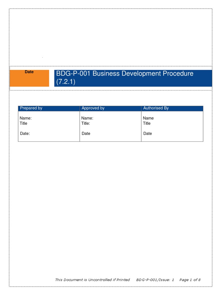 BDG P 001 Business Development Procedure | PDF | Non Disclosure ...