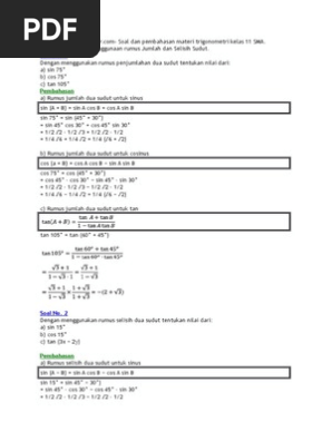 Soal Soal Trigonometri Matematika Sma Kelas Xi