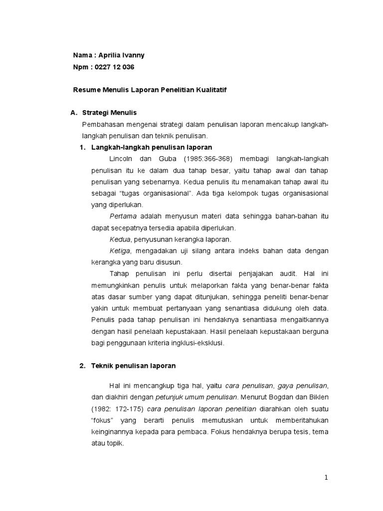 Langkah Langkah Penulisan Laporan Penelitian Seputar Laporan