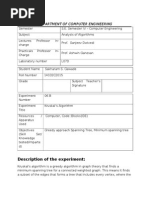 Department of Computer Engineering: Description of The Experiment