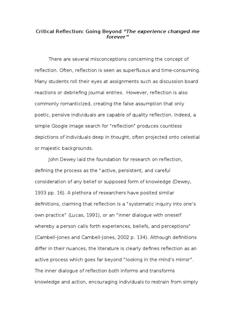Understanding Critical Reflection Types | PDF | Reflective Practice ...