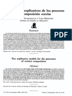 Dos modelos explicativos de los procesos de composición escrita. Bereiter y Scardamalia