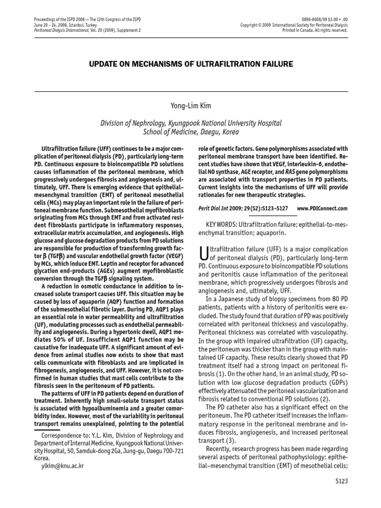 Update On Mechanisms of Ultrafiltration Failure PDF Angiogenesis