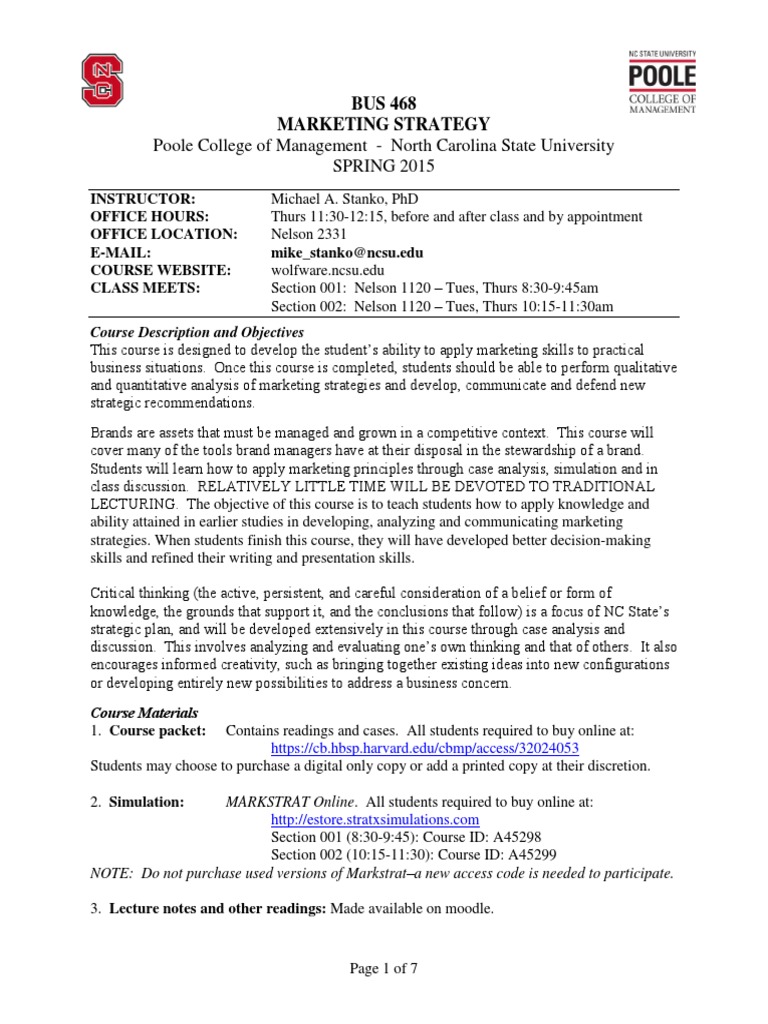 Marketing Strategy Course Overview | PDF | Strategic Management | Lecture