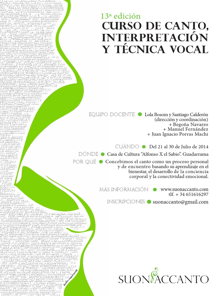 Curso de Canto y Técnica Vocal 2014 | PDF | Coro | Canto
