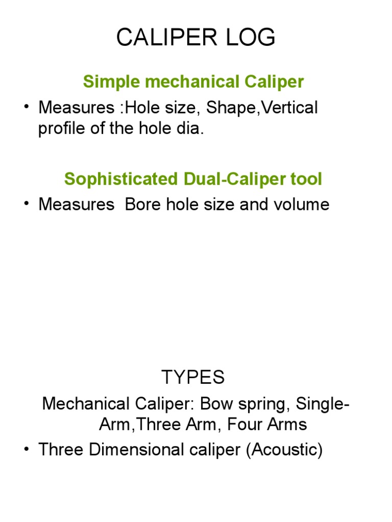 Day 2 Caliper Log Borehole Nature