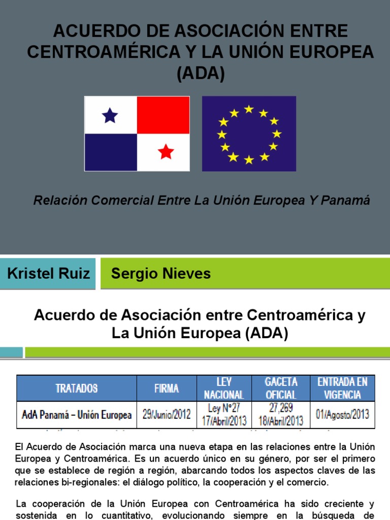 ADA Acuerdo de Asociación Entre Centroamérica y La Unión Europea PDF Unión Europea Panamá