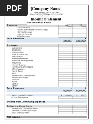 Income Statement Template