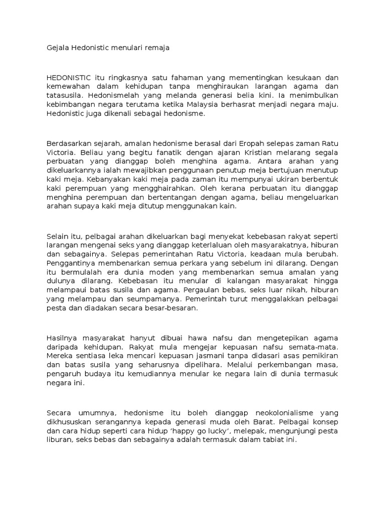 Gejala Hedonistic Menulari Remaja Pdf